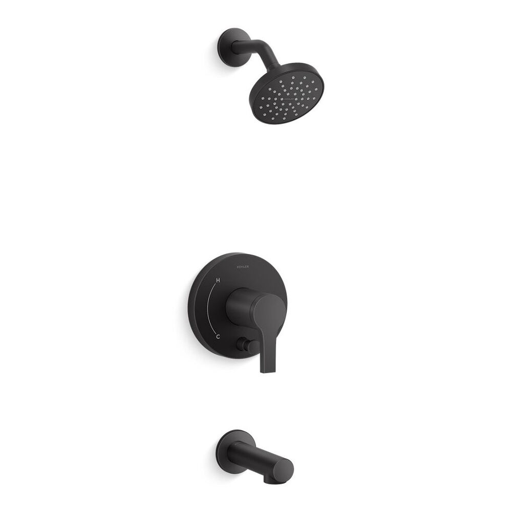 Kohler® K-T35327-4Y-BL Elate® Rite-temp® Bath and Shower Trim Kit w/ Push-button Diverter, 2.5 gpm, Matte Black