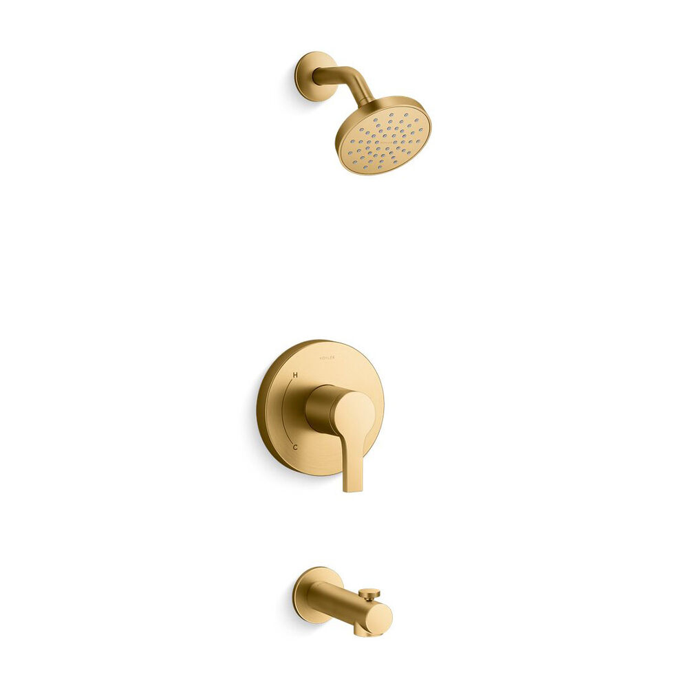 Kohler® K-TS35322-4G-2MB Elate® Rite-temp® Bath and Shower Trim Kit, 1.75 gpm, Vibrant Brushed Moderne Brass