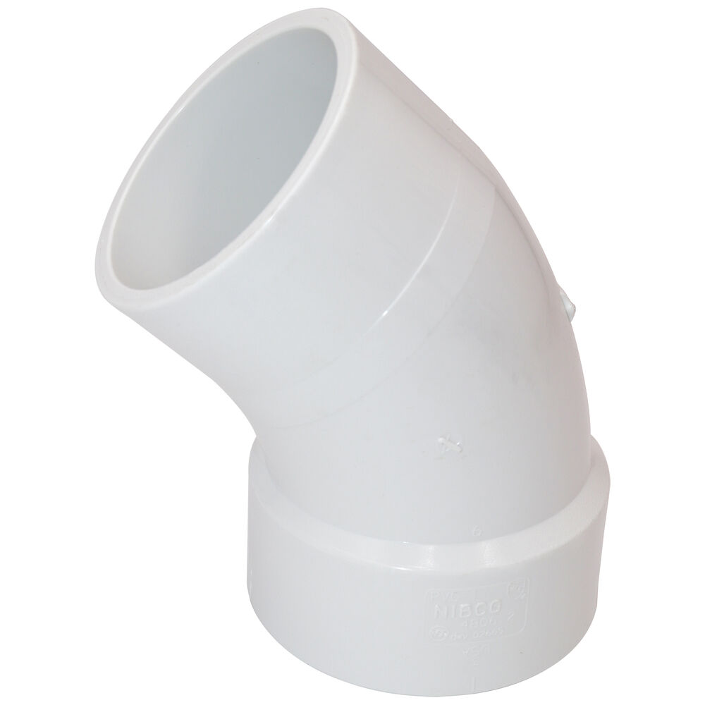 K044150 4806-2 DWV 45 deg Street Elbow, 3", SpigotxHub, PVC, Domestic