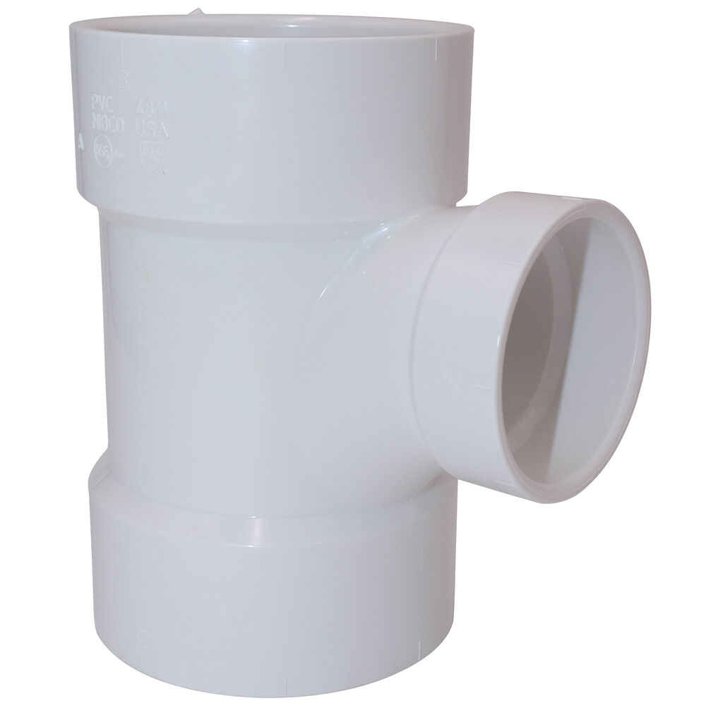 K098800 4811 DWV Reducing Sanitary Tee, 3x3x2", Hub, SCH 40/STD, PVC, Domestic