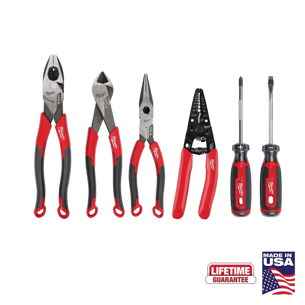 Milwaukee® Tool MT5506 Comfort Grip Cutting Pliers, Wire Stripper, & Cushion Grip Screwdrivers Set, 6 Piece
