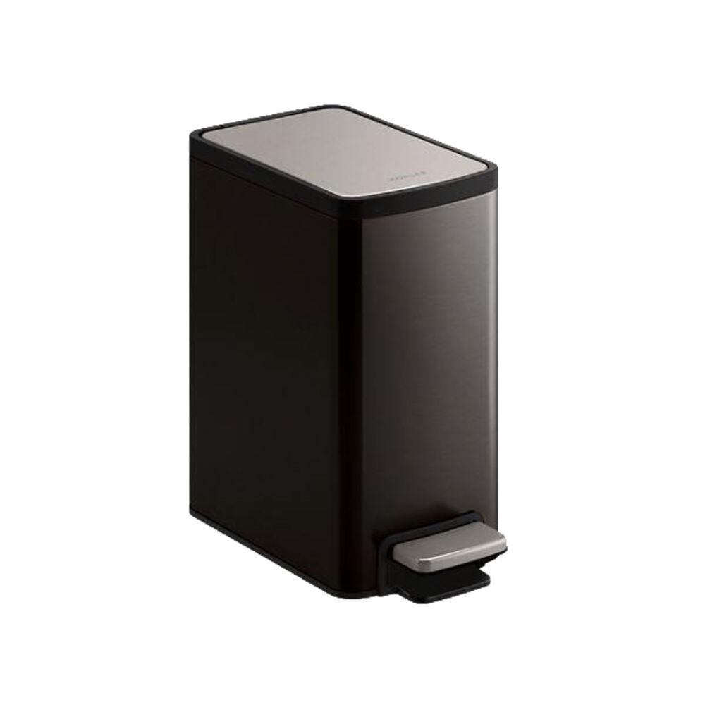 Kohler® K-31319-BST Step Trash Can, 1.58 gal, 6-1/2" L, Black Stainless Steel