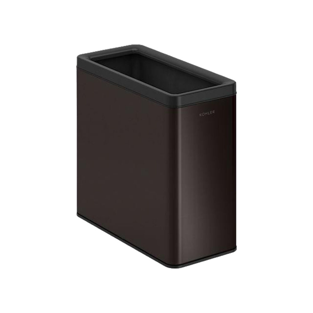 Kohler® K-31313-BST Open-Top Trash Can, 3 gal, 13-7/16" L, Stainless Steel/Plastic, Black