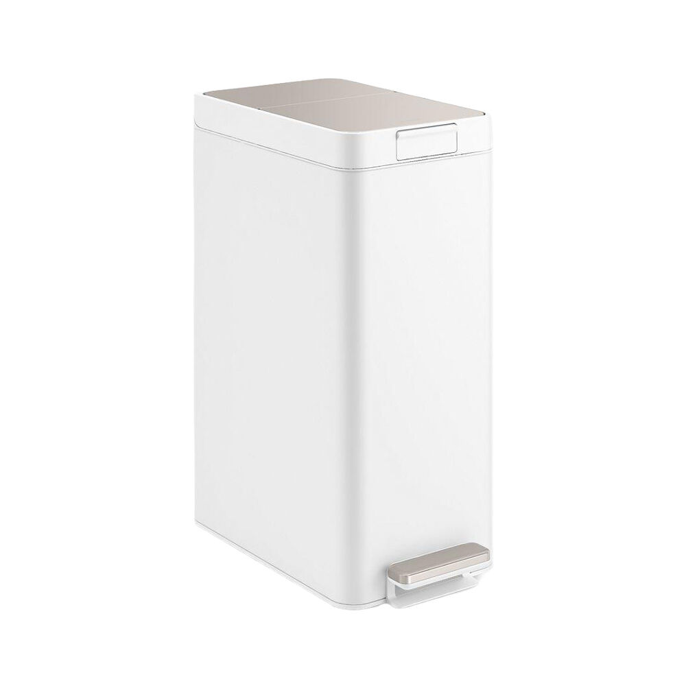 Kohler® K-23826-ST Slim Step Trash Can, 13 gal, 18-13/16" L, Stainless Steel, White