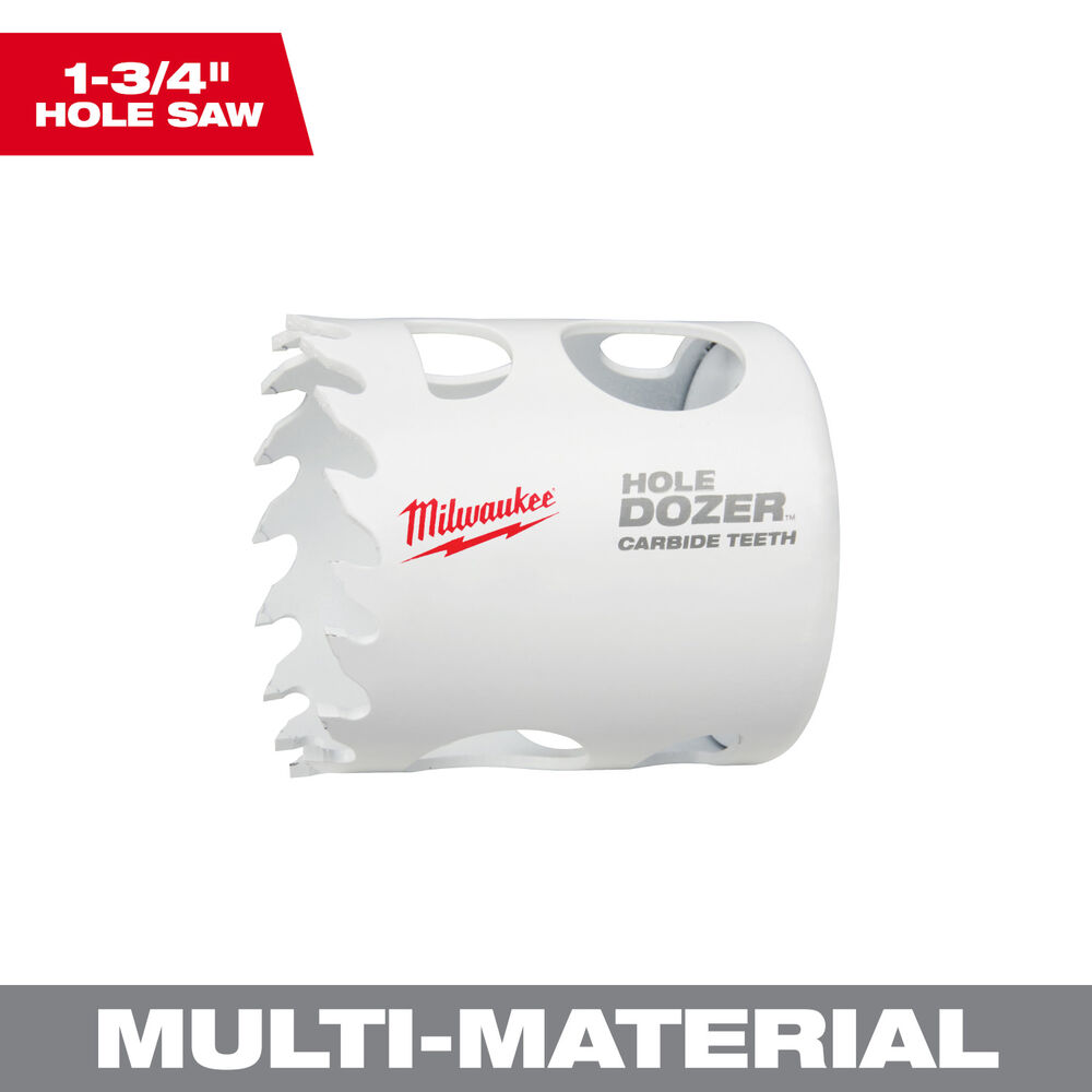 Milwaukee® Tool Hole Dozer™ 49-56-0717 Hole Saw, 1-3/4" Dia, 1.62" D Cutting, Carbide Cutting Edge, 7/16" Arbor