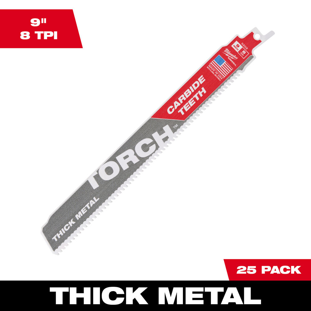 Milwaukee® Tool 48-00-8502 TORCH™ Reciprocating Saw Blade, 9" L, 25 Pack