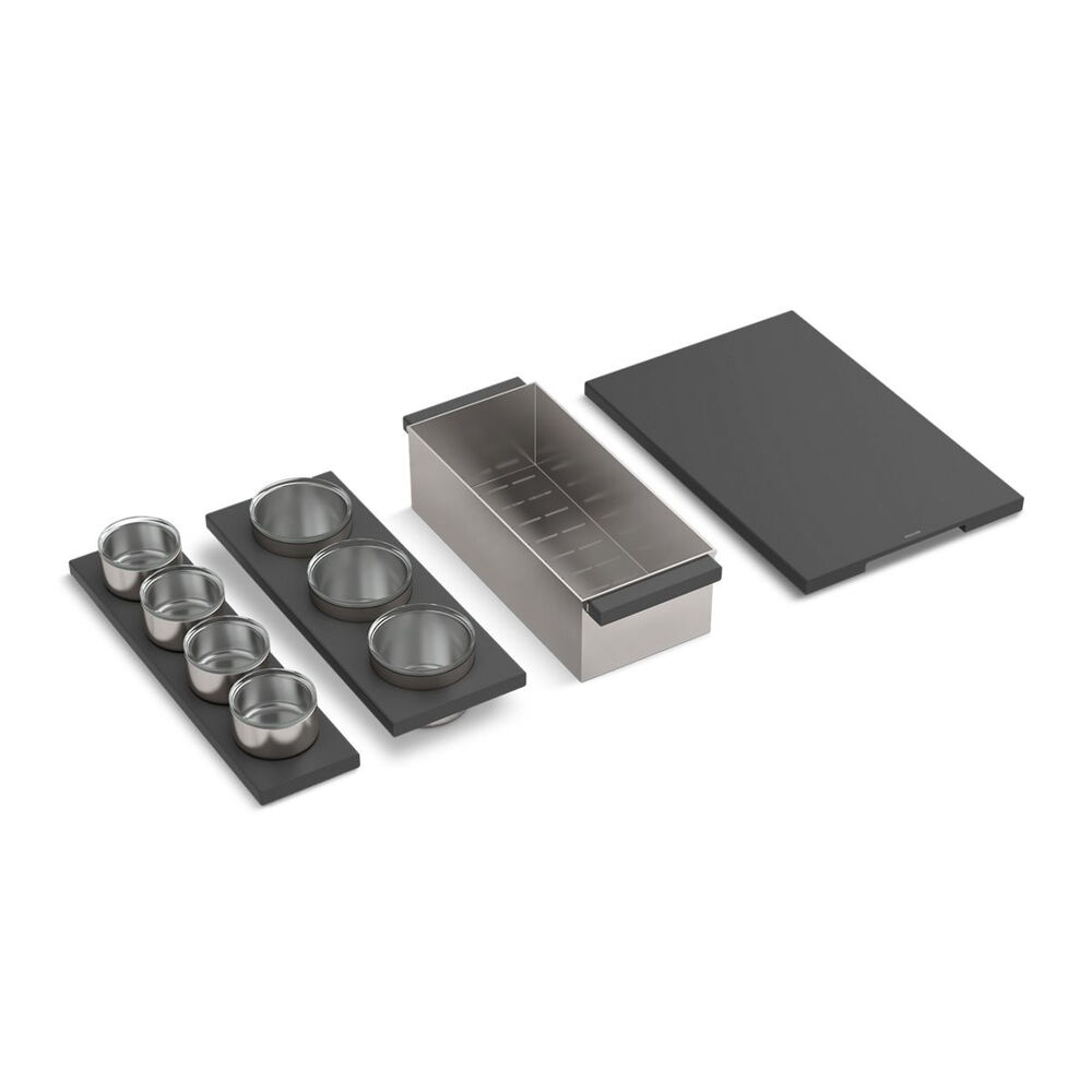 Kohler® 34542-PAP-NA 4-Piece Workstation Sink Accessory Set, Paper Composite/Stainless, Steel/Lead-Free Crystal Glass, For use w/ Synthos Kitchen Sinks