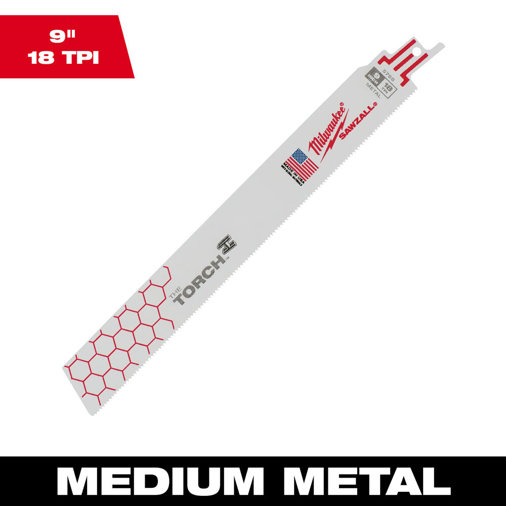 Milwaukee® Tool SAWZALL® 48-01-2769 Double Duty Straight Back Reciprocating Saw Blade, 12" L x 1" W, 18 TPI, Bi-Metal Body, Universal/Toothed Edge Tang