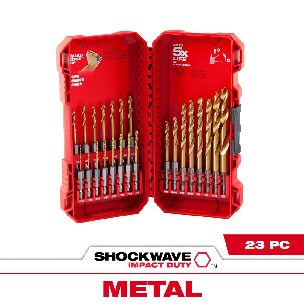 Milwaukee® Tool 48-89-4631 SHOCKWAVE™ RED HELIX™ Impact Duty Drill Bit Kit, 23 Pieces