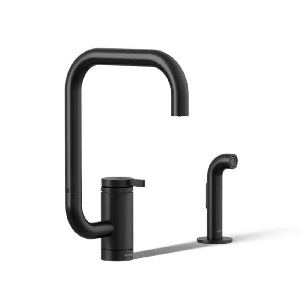 Kohler® 28274-BL Components® High Arc Swing Spout Kitchen Faucet w/ Side Spray, 1.5 gpm, Matte Black