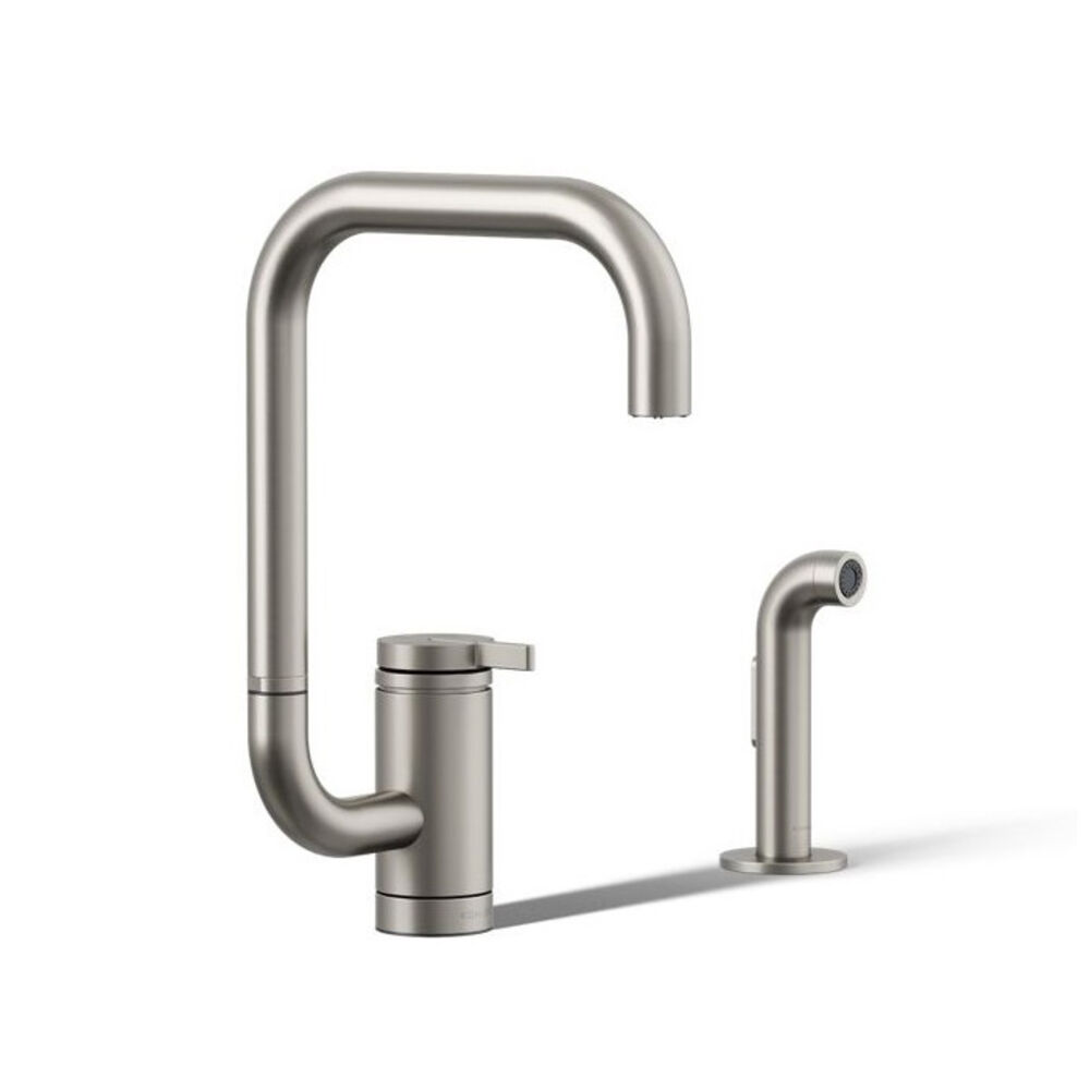 Kohler® 28274-VS Components® High Arc Swing Spout Kitchen Faucet w/ Side Spray, 1.5 gpm, Vibrant Stainless