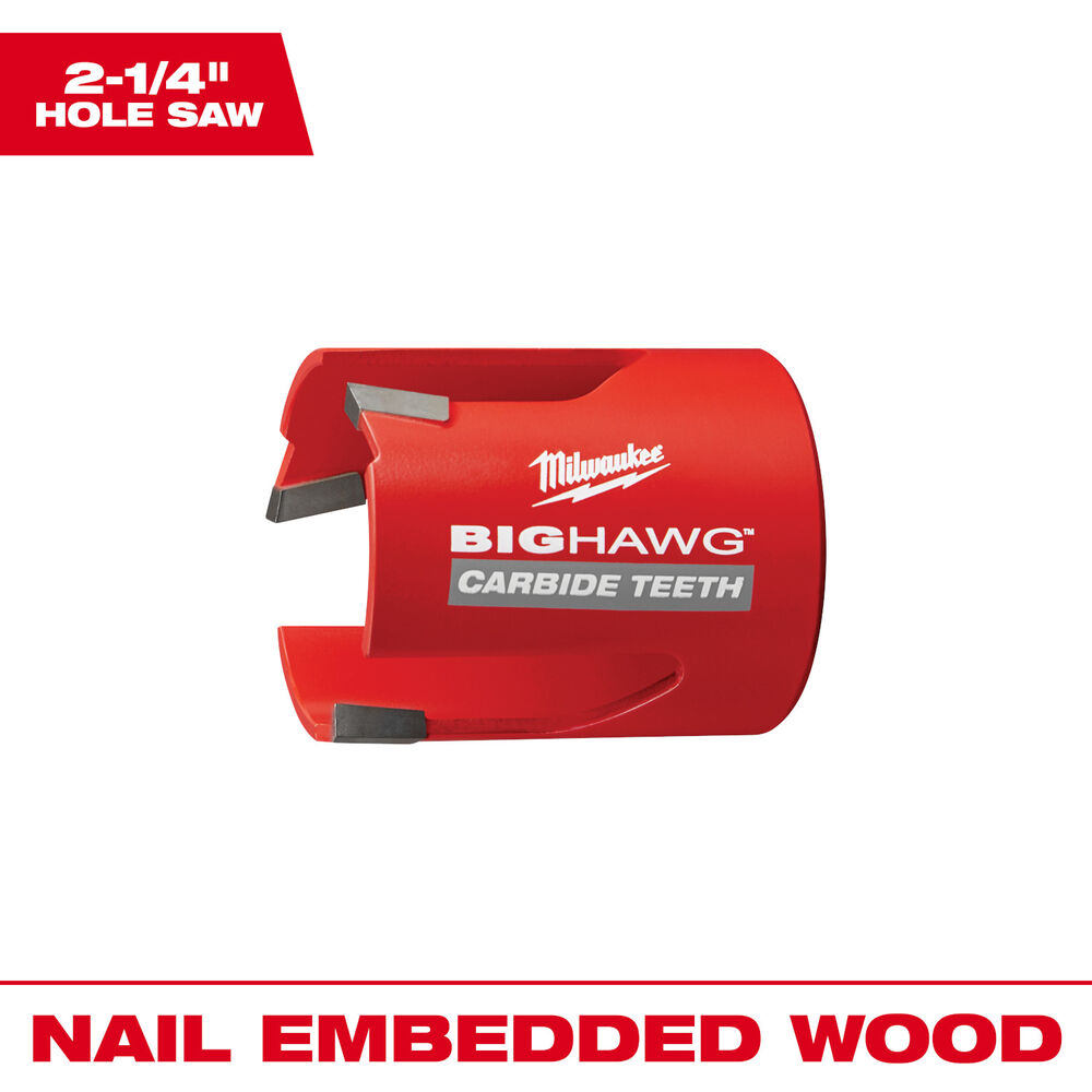 Milwaukee® Tool BIG HAWG™ 49-56-9215 Hole Saw, 2-1/4" Dia, 2-7/16" D Cutting, Carbide Cutting Edge, 7/16" Arbor