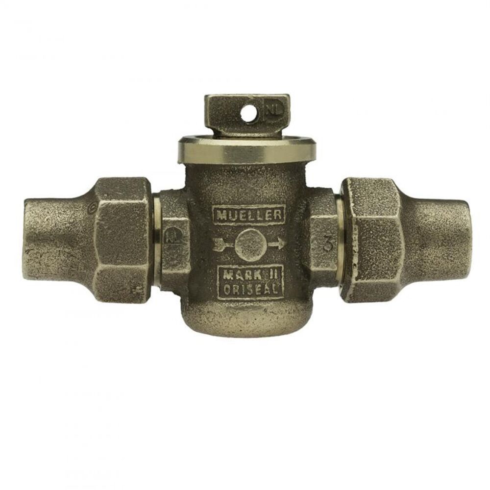H-15204N Mueller Co 1" Curb Valve, C Flare Nut, Rubber O-Ring/Celcon Thrust Washer, Low Lead Brass