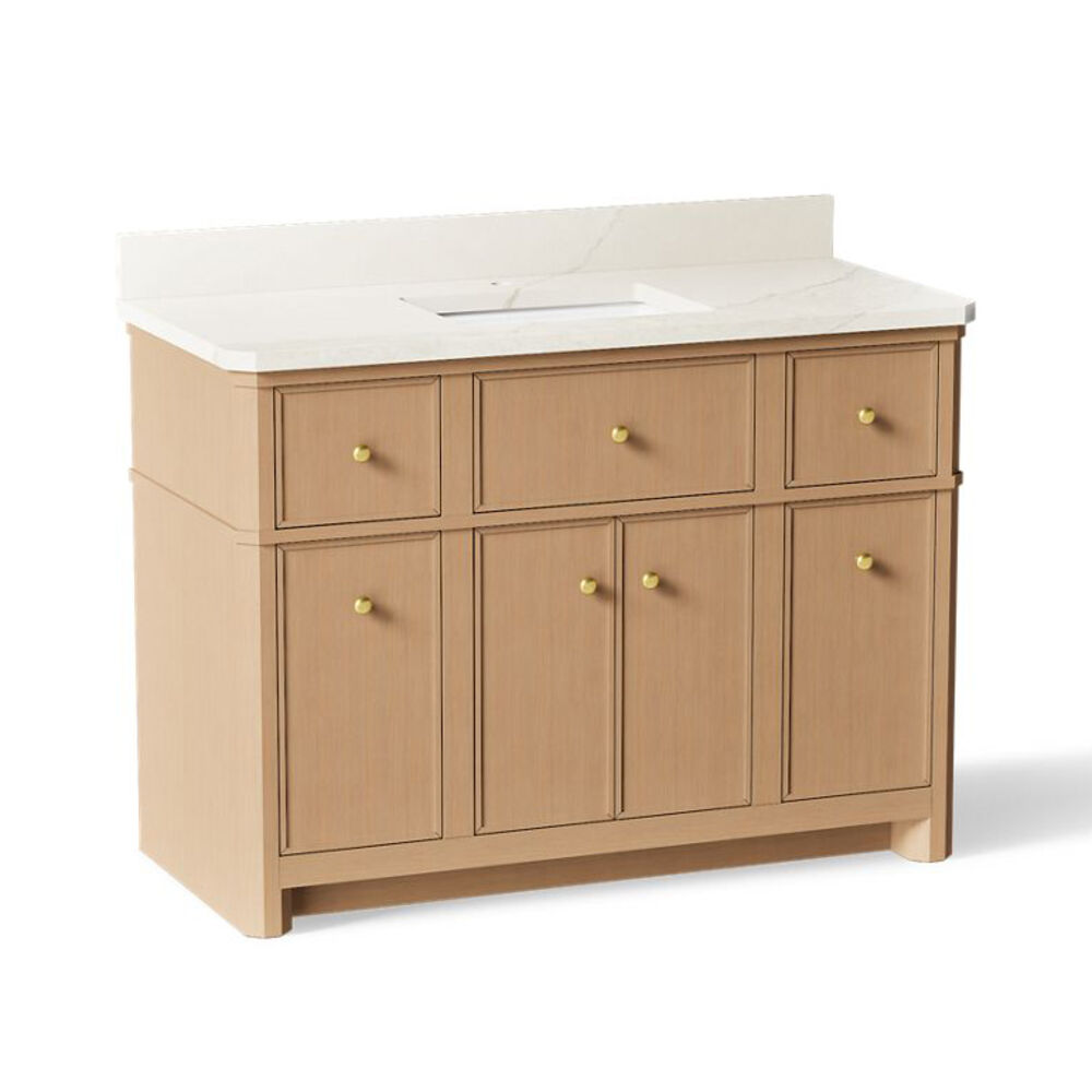 Kohler® K-39308-SWK Claude™ by Studio Mcgee 48" Bathroom Vanity Cabinet w/ Sink and Quartz Top, White Oak