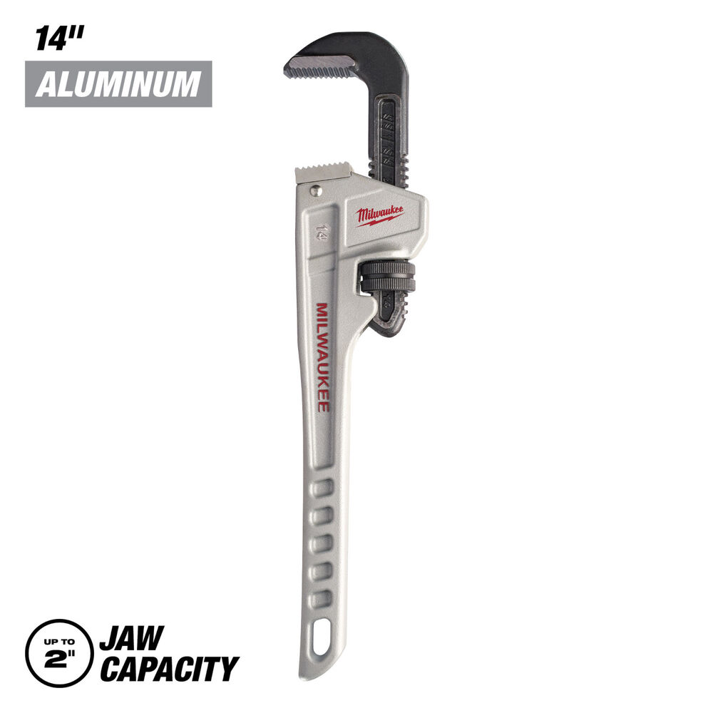 Milwaukee® Tool OVERBITE JAW ™ 48-22-7214 Pipe Wrench, 14" OAL, Hook Jaw, Aluminum Handle