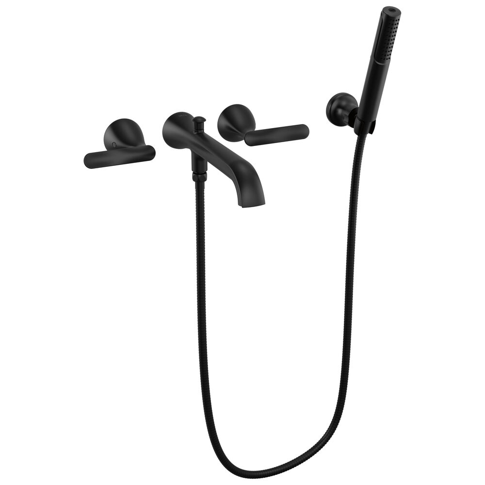 DELTA® T5745-BLWL Bonacci™ Wall Mount Tub Filler Trim, 1.75 gpm, 2 Handles, Matte Black