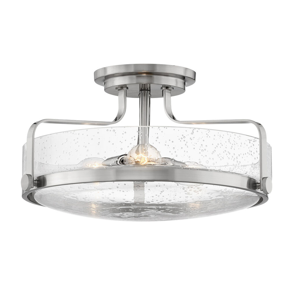 Hinkley® 3643BN-CS Harper Medium Semi-Flush Mount Light, 3 Bulbs, Brushed Nickel