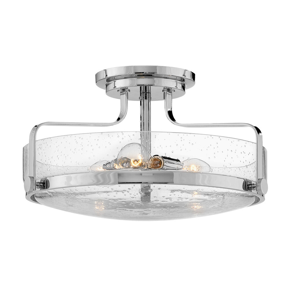 Hinkley® 3643CM-CS Harper Medium Semi-Flush Mount Light, 3 Bulbs, Chrome