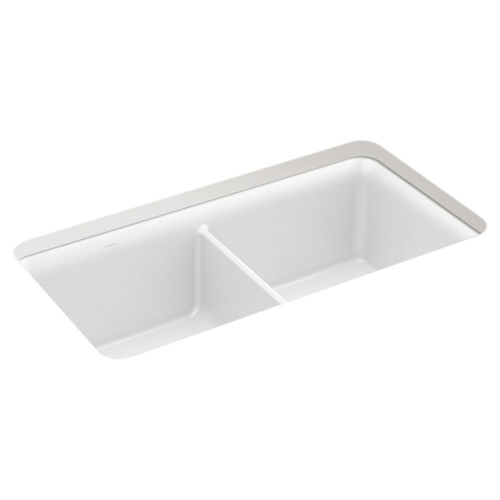 Sterling® 34293-CM6 Gunnison® 33-1/2" Undermount Double-Bowl Kitchen Sink, Matte White