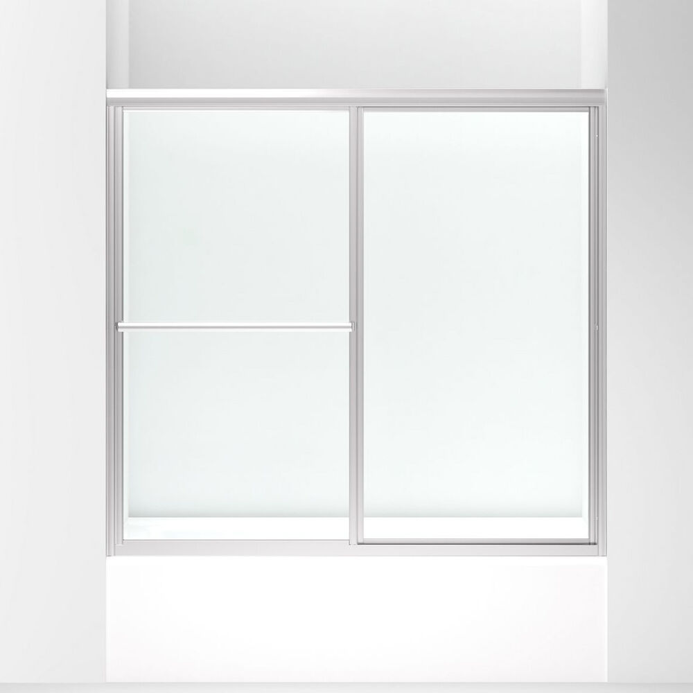 Sterling® 5905-3G05-S Deluxe Sliding Bath Door, 56-1/4" H X 54-3/8" - 59-3/8" W w/ 1/8"-Thick Clear Glass, Silver