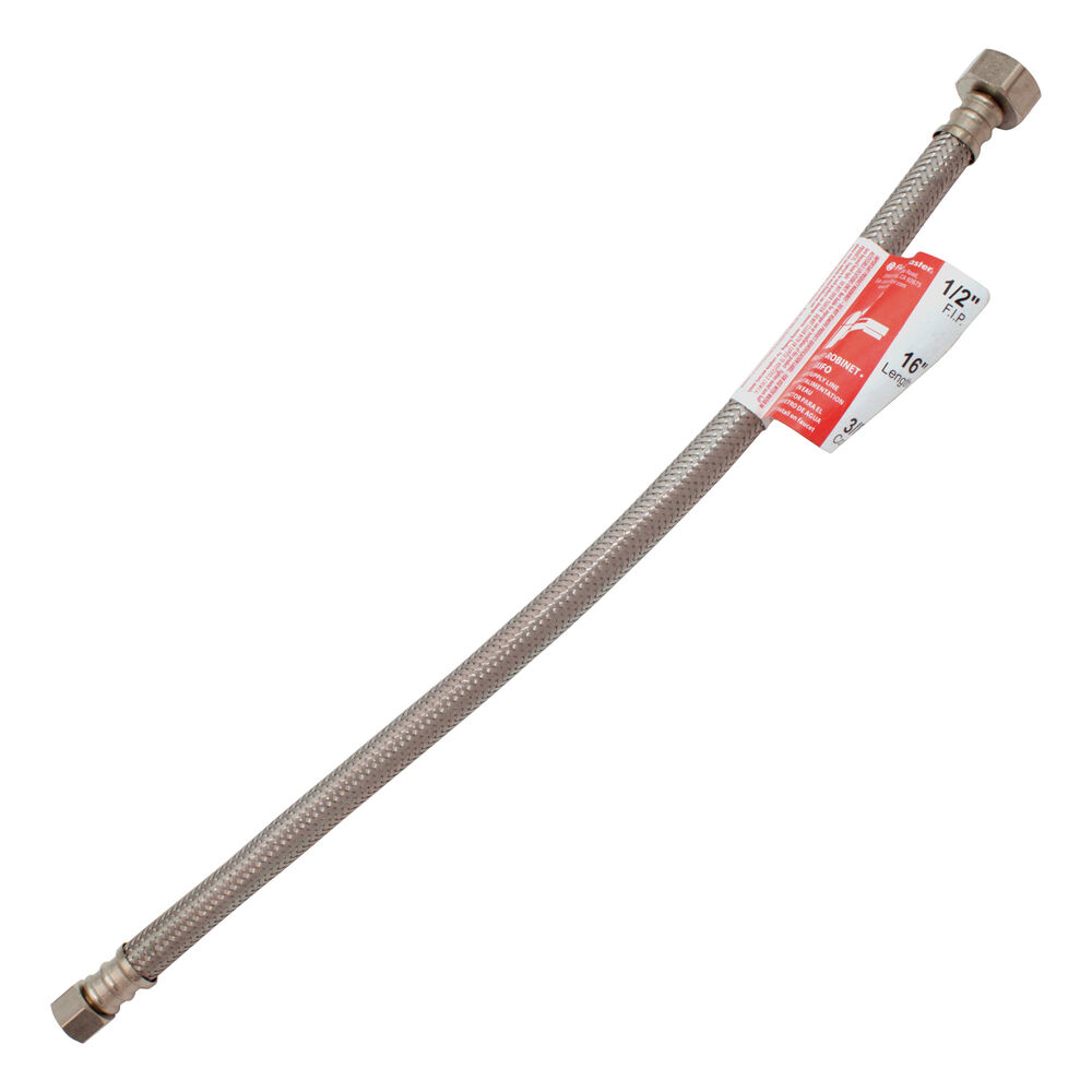Fluidmaster® B1F16 Faucet Connector, 3/8x1/2", CompressionxFNPT, 16" L, 125 psi, 304 Stainless Steel