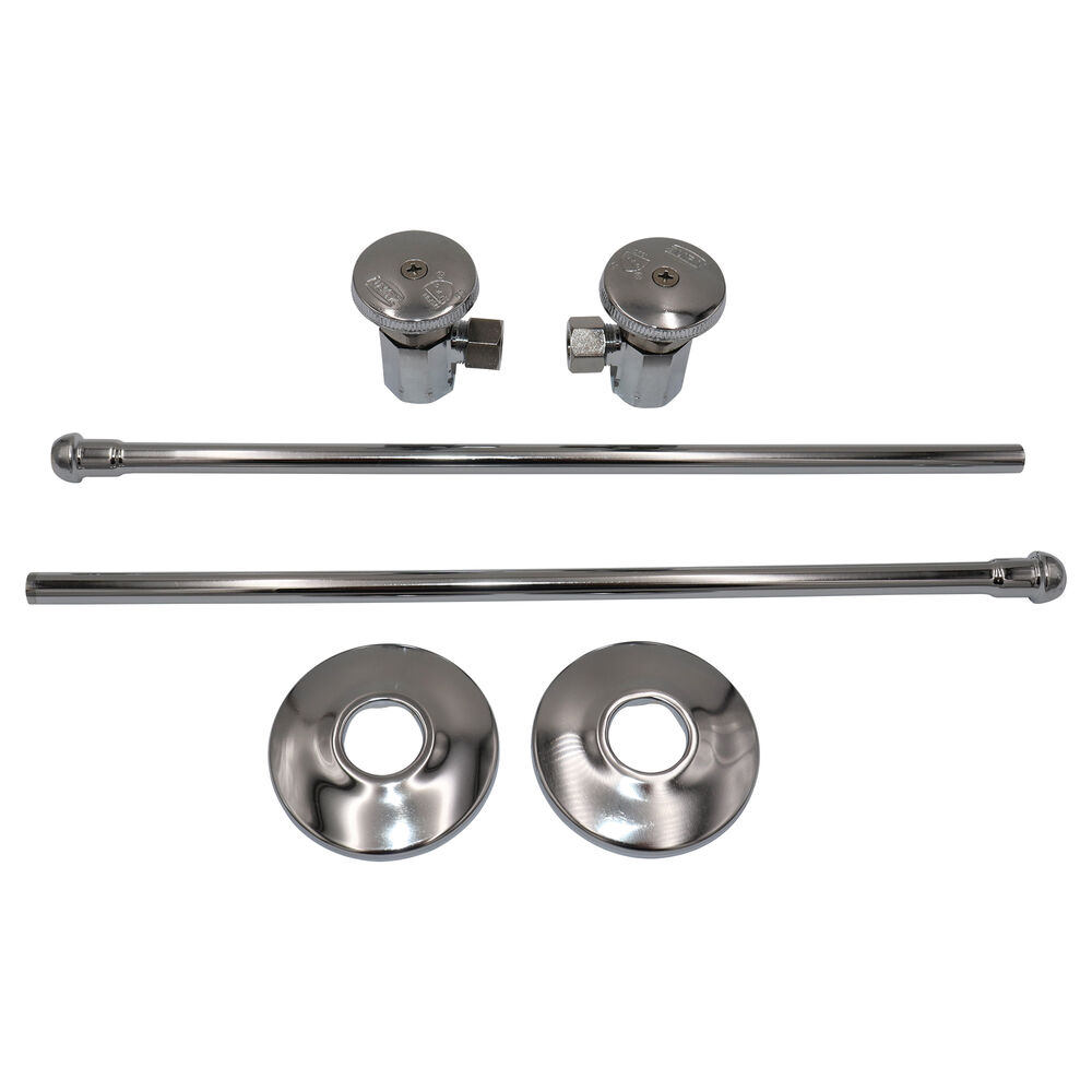 Z8802-XL-LR-PC Standard Angle Control Stop w/ Flexible Lavatory Supply, Solid Brass Body, Polished Chrome