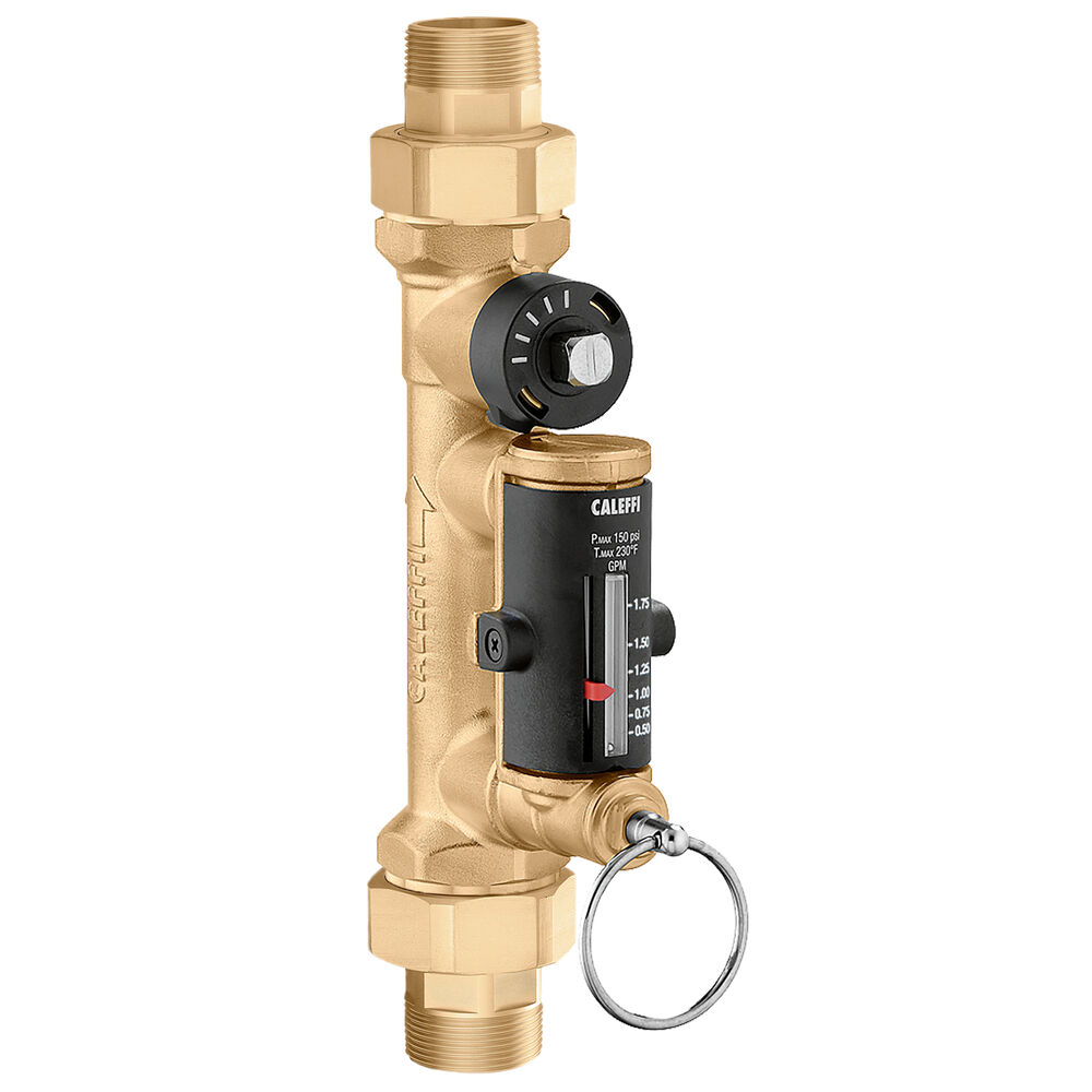Caleffi 132630AFC QuickSetter+™ 1" Adjustable Static Balancing Valve w/ Flow Meter & Inlet Check Valve, MNPT, 2 to 7 gpm, Brass Body