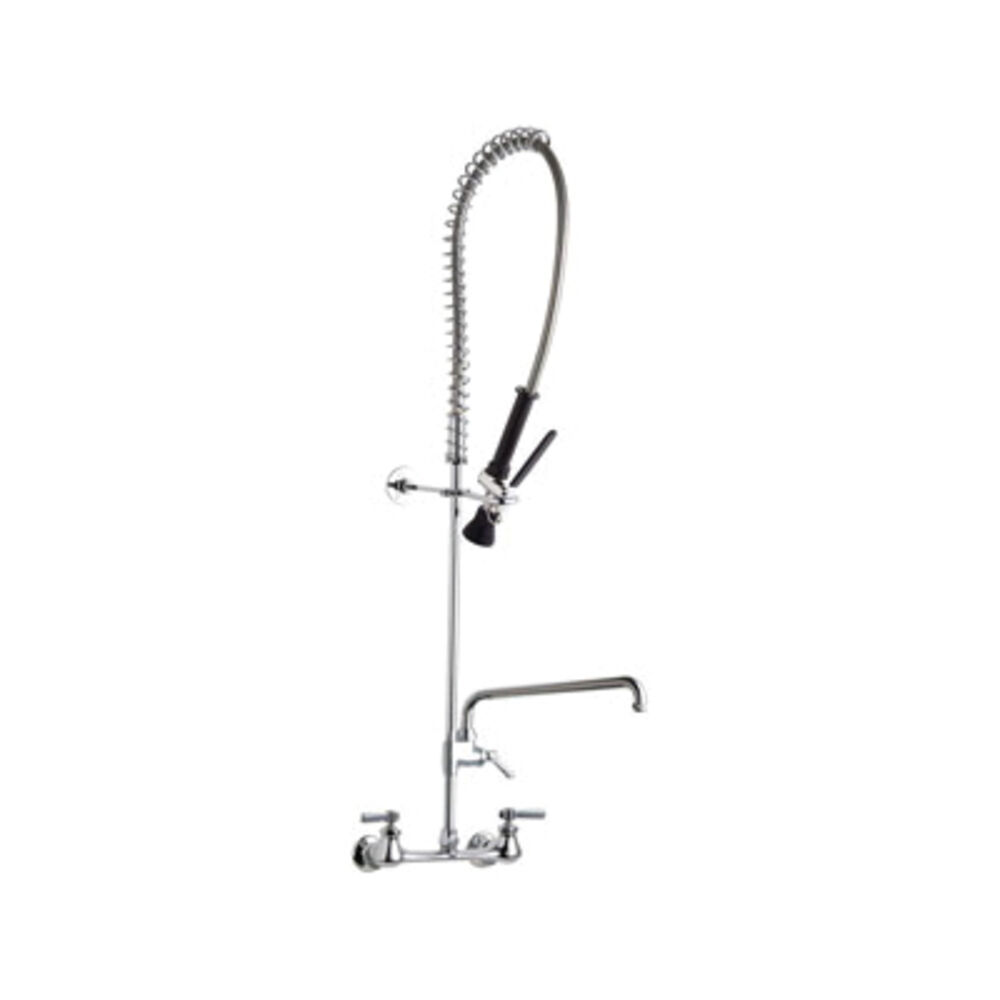 Chicago Faucet® 510-GVB613L12XKCAB Full Flow Pre-Rinse Fitting, Commercial, 1 gpm Flow Rate, 8 in Center, Polished Chrome, Domestic