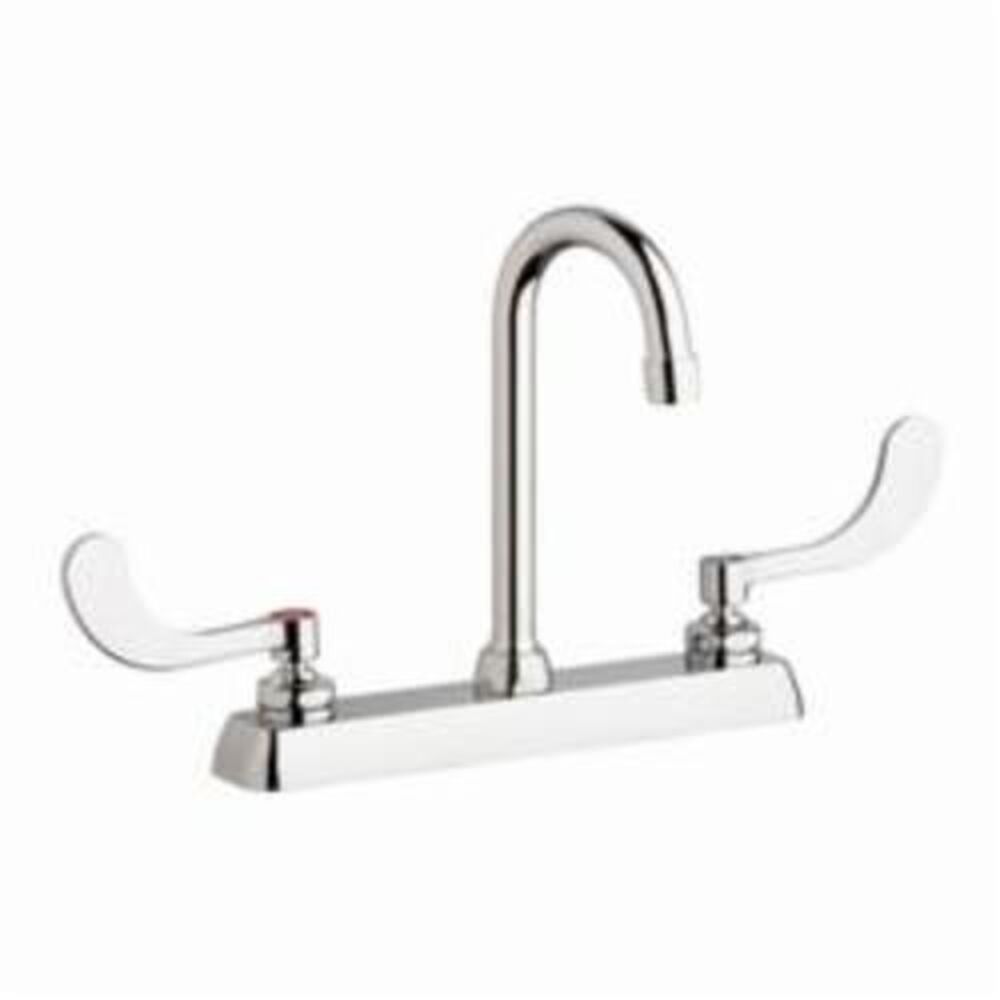 Chicago Faucet® W8D-GN1AE35-317AB Hot and Cold Water Workboard Sink Faucet, Polished Chrome, 2 Handle, 8 in Center, 1.5 gpm