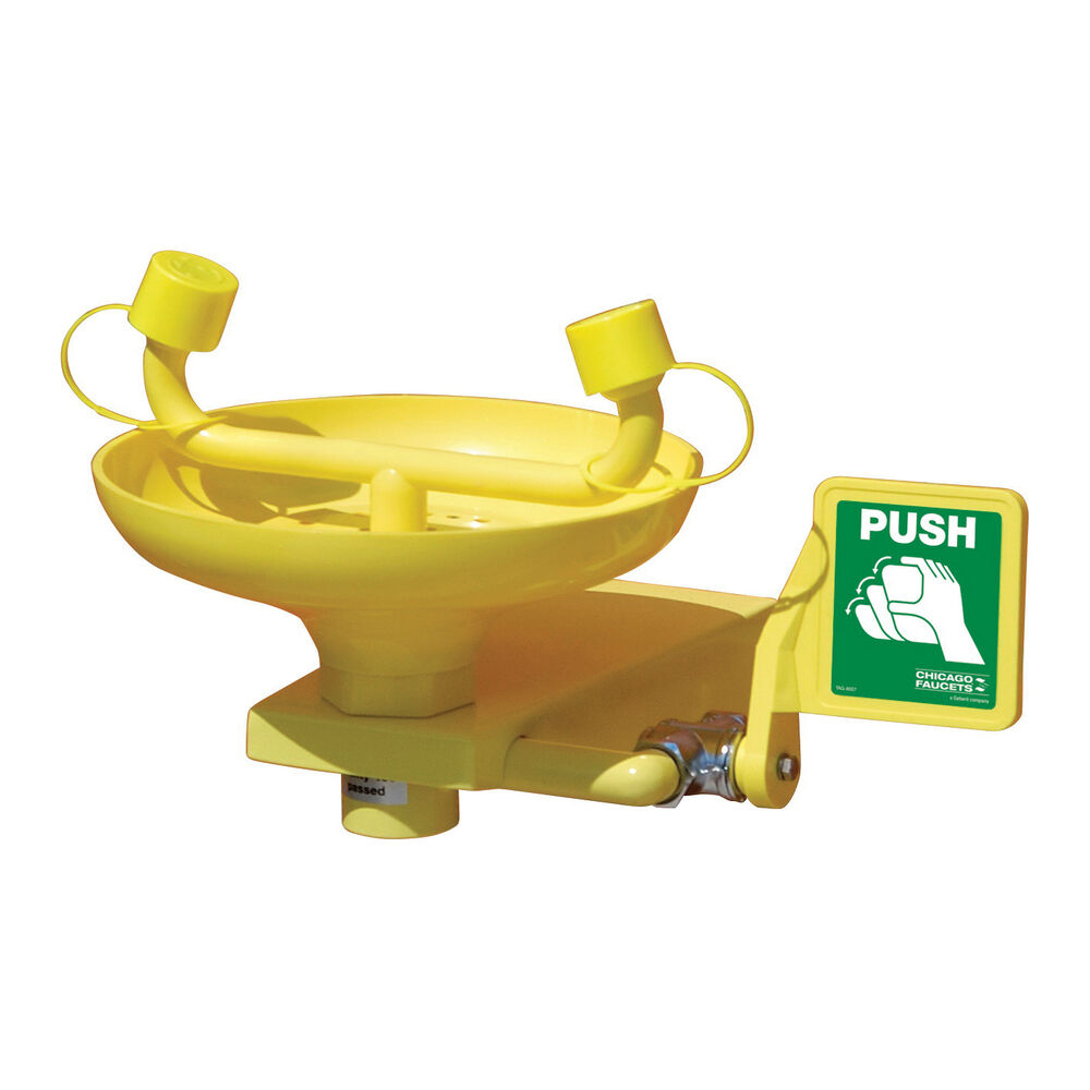 Chicago Faucet® 8408-NF Safety Eye/Face Wash Drench Shower Fitting, Wall Mount, Push Paddle Handle Operation