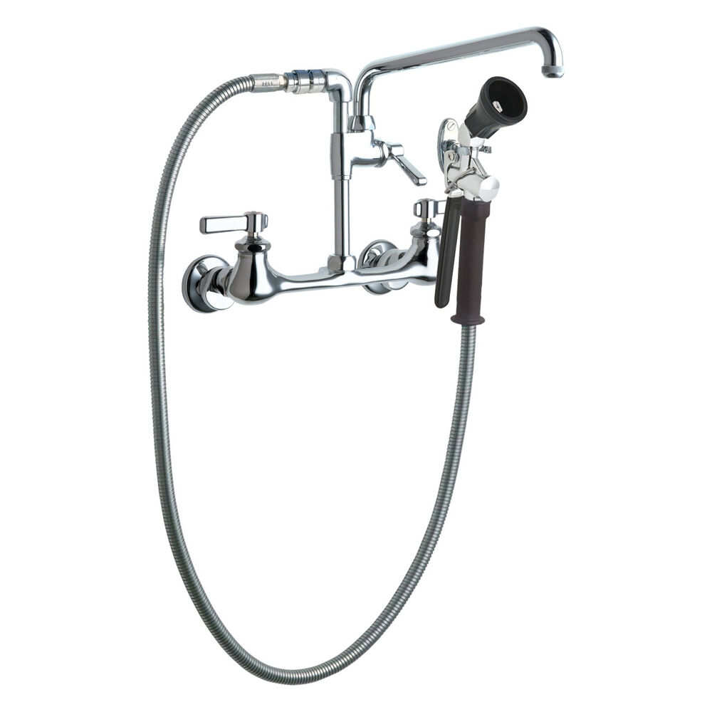 Chicago Faucet® 509-GVBL12XKCAB Full Flow Pre-Rinse Fitting, Commercial, 1 gpm Flow Rate, 8 in Center, Polished Chrome, Domestic