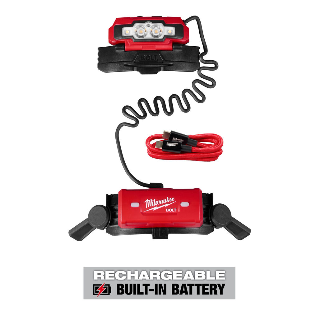 Milwaukee® Tool 2018R BOLT™ Rechargeable Low-Profile Headlamp, Polycarbonate Housing, 600 Lumens