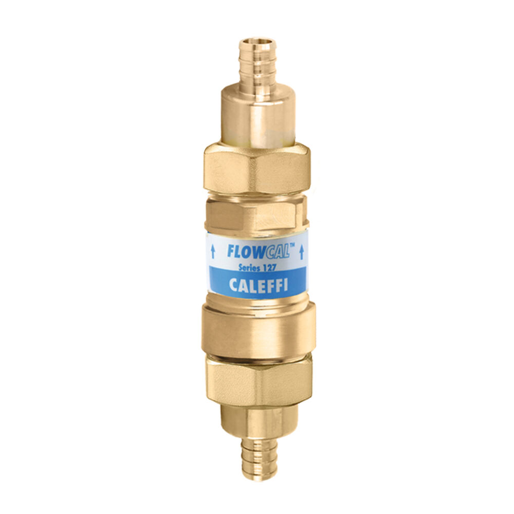 Caleffi 127142AFC G50 FlowCal+™ 1/2" Compact Automatic Recirculation Balancing Valve w/ Inlet Check Valve, F1960 Cold Expansion PEX Union, 0.5 gpm