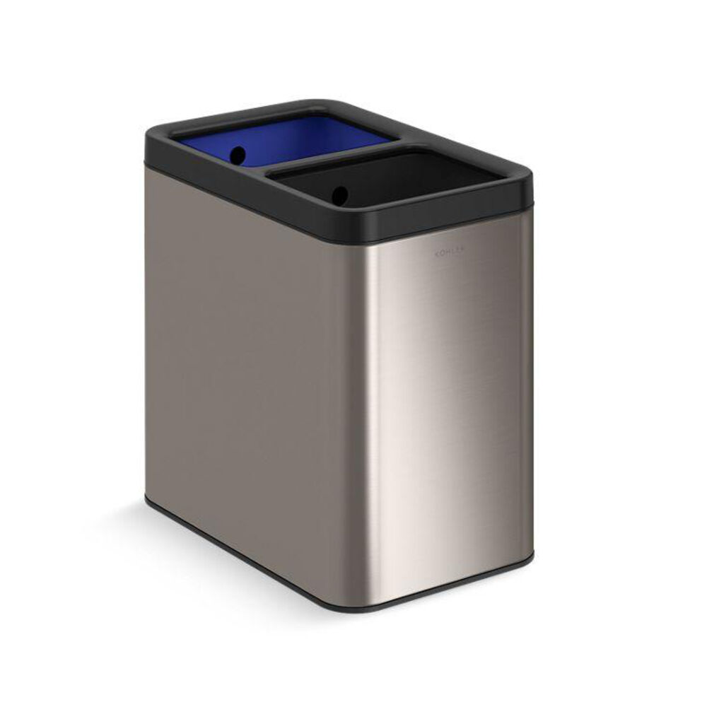 Kohler® 31315-ST K-31315 Dual-compartment Trash Can, 22 L Capacity, 9-7/8" L, Stainless Steel/Plastic
