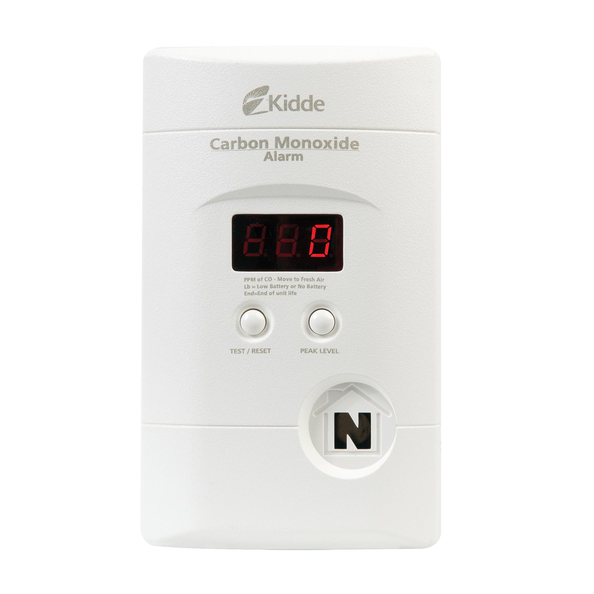 Kidde® 900-0076-01 Carbon Monoxide Detector Alarm, Electrochemical Sensor, 9 V DC Battery, Digital LED Display, 85 dB