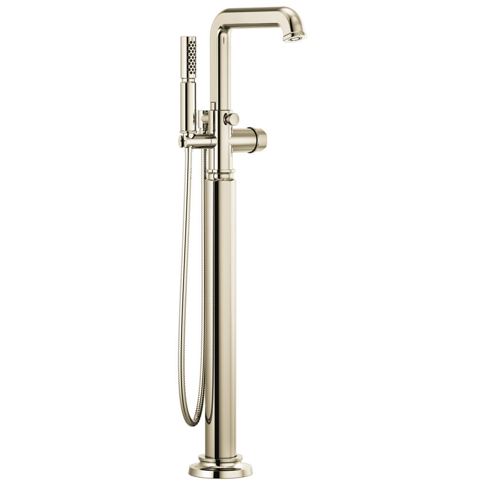 Brizo T70176-PNLHP Invari® Single-Handle Floor Mount Tub Filler w/ Handshower - Less Handle, Polished Nickel