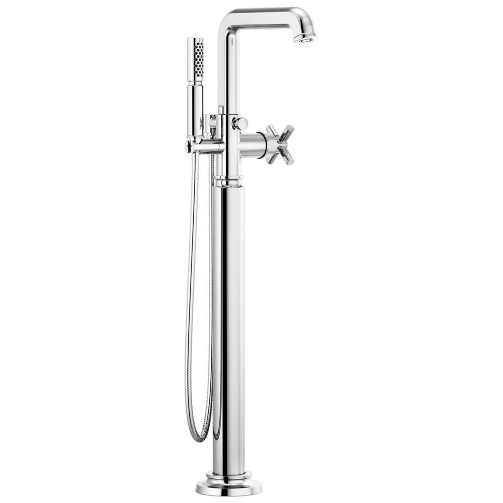 Brizo T70176-PCLHP Invari® Single-Handle Floor Mount Tub Filler w/ Handshower - Less Handle, Chrome