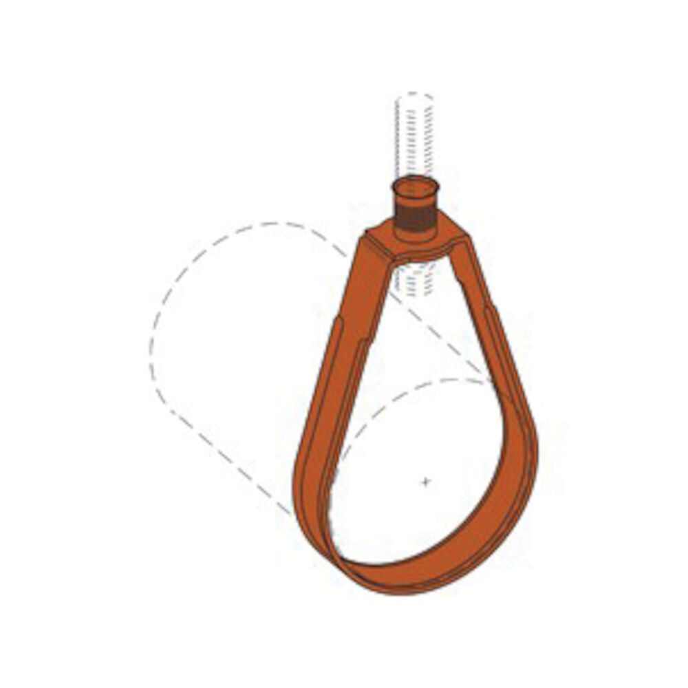 B-Line B3170CT-1/2 Adjustable Loop Swivel Ring Pipe Hanger, 1/2" Pipe, 180 lb, 3/8-16 Rod, Steel, Dura-Copper™
