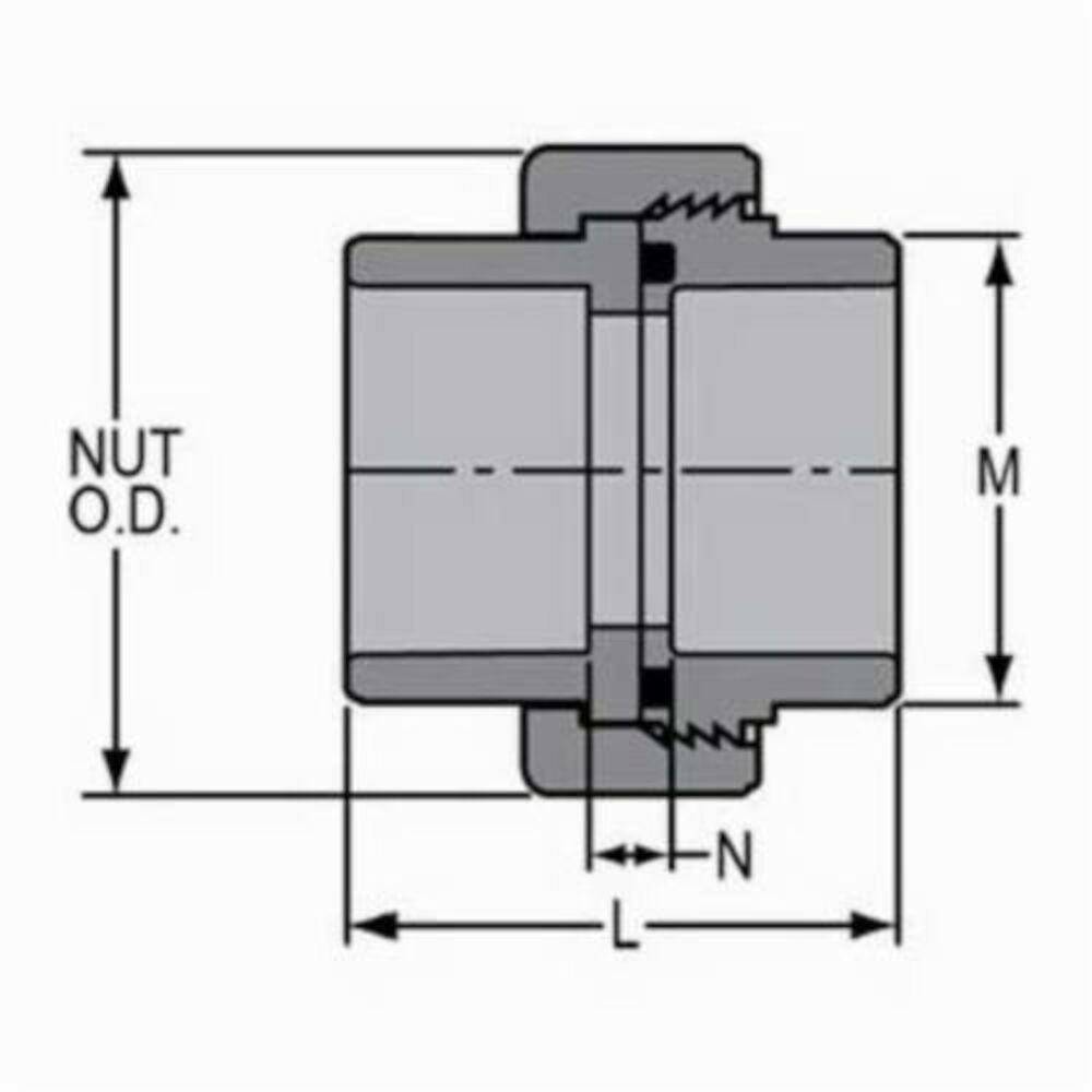 Spears® 857-007C Union, 3/4", Socket, SCH 80/xH, CPVC, FKM O-Ring Seal, Domestic