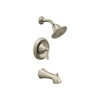 Moen Wynford Posi-Temp Badewannen-/Duscharmatur – Gebürstetes Nickel, Mit Moentrol Ventil, Menlo XL Duschkopf