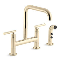 Kohler® 7548-4-AF Purist® Two-Hole Bridge Kitchen Faucet w/ Side ...